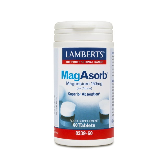 Lamberts MagAsorb 150mg 60tabs (Συμπλήρωμα Διατροφής με Κιτρικό Μαγνήσιο)