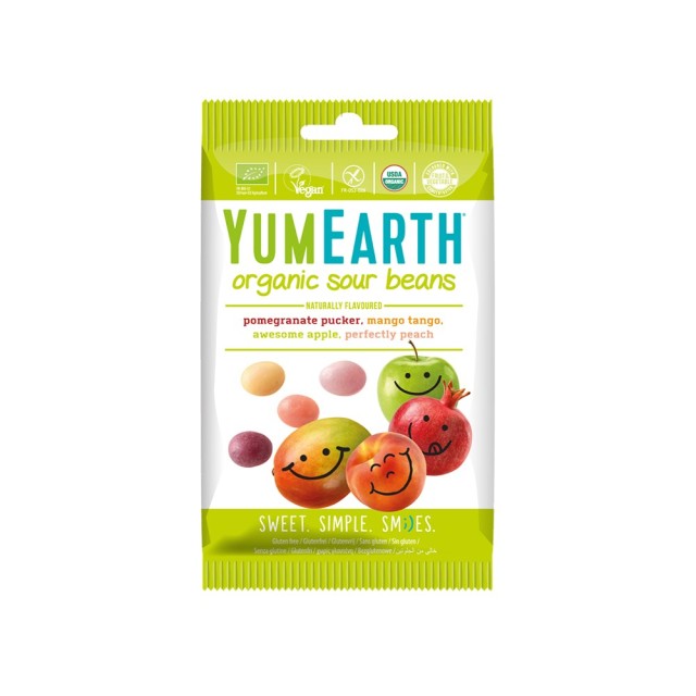 Yumearth Organic Sour Beans 50gr (Βιολογικά Κουφετάκια Φρούτων)