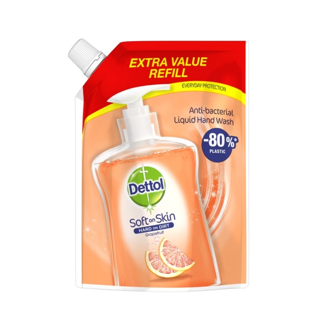 Dettol Anti-Bacterial Liquid Hand Wash Refill Grapefruit 500ml (Αντιβακτηριδιακό Υγρό Κρεμοσάπουνο για τα Χέρια με Άρωμα Γκρέιπφρουτ Ανταλλακτική Συσκευασία)