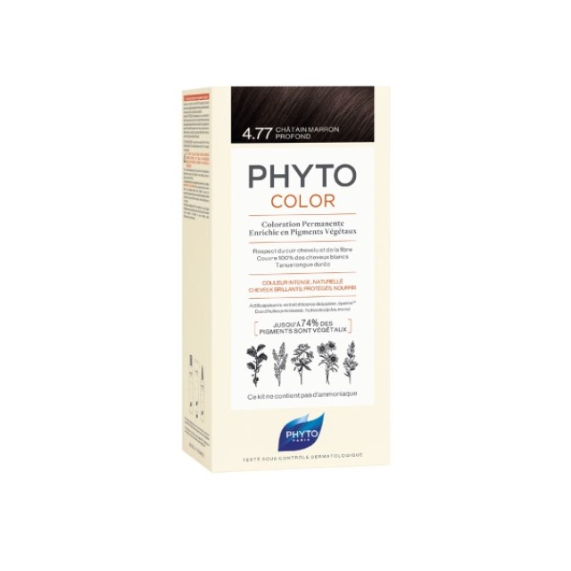 Phyto Phytocolor 4.77 Intense Chestnut Brown (Βαφή Μαλλιών - Καστανό Έντονο Μαρόν)