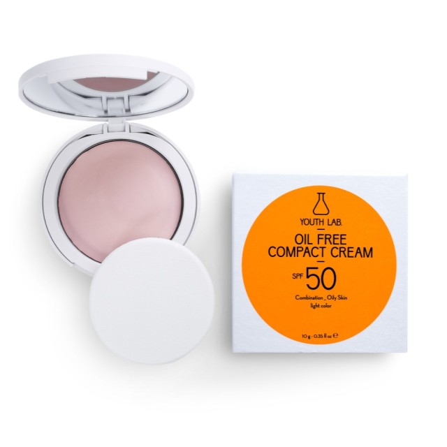 YOUTH LAB Oil Free Compact Cream SPF50 10gr (Αντιηλιακή Κρέμα σε Μορφή Compact MakeUp για Μικτή/Λιπαρή Επιδερμίδα Ανοιχτή Απόχρωση)