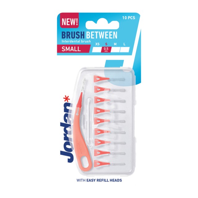 Jordan Brush Between Interdental Small 0,5mm 10τεμ (Μεσοδόντια Βουρτσάκια με Ανταλλακτικές Κεφαλές)