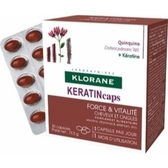 Klorane Quinine Keratin Caps 30caps (Συμπλήρωμα Διατροφής για Μαλλιά & Νύχια)