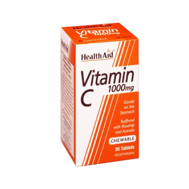 Health Aid Vitamin C 1000mg 30 tabs Μασώμενες (Ανοσοποιητικό - Κρυολόγημα) 