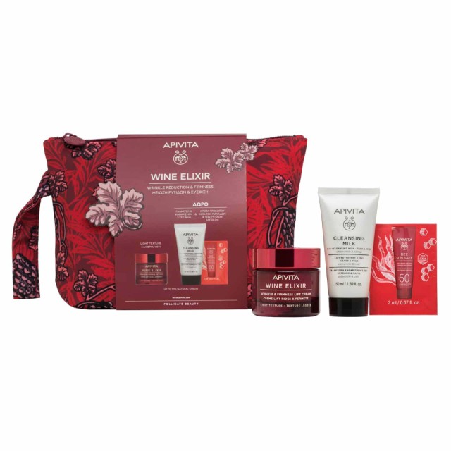 Apivita Wine Elixir SET Wrinkle & Firmness Lift Light Cream 50ml & ΔΩΡΟ 3in1 Cleansing Milk 50ml & Bee Sun Safe Face Cream SPF50 2ml (ΣΕΤ με Αντιρυτιδική Κρέμα Eλαφριάς Υφής & ΔΩΡΟ Γαλάκτωμα Καθαρισμού & Αντηλιακή Κρέμα Προσώπου) 