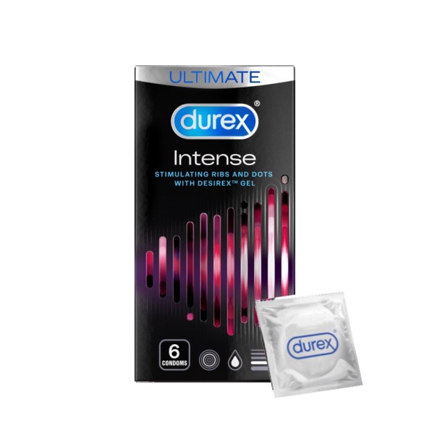 Durex Perfomax Intense 6τεμ (Προφυλακτικά Με Κουκκίδες, Ραβδώσεις & Επιβραδυντικό Τζελ)