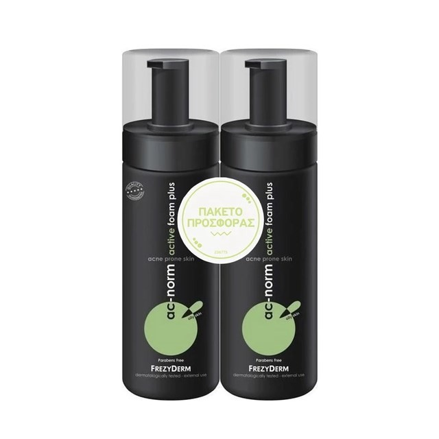 Frezyderm SET Ac-Norm Active Foam Plus 2x150ml (ΣΕΤ με 2 Αφρoύς Καθαρισμού Προσώπου γαι Επιδερμίδα με Ακμή)