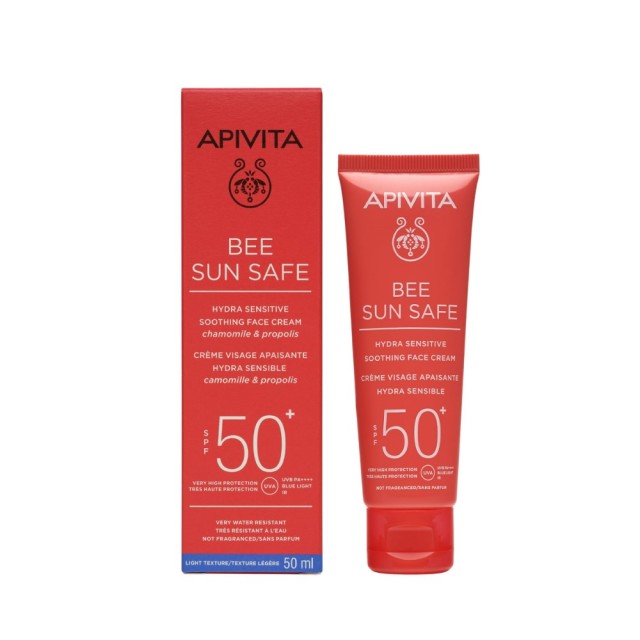 Apivita Bee Sun Safe Hydra Sensitive Soothing Face Cream SPF50+ 50ml (Καταπραϋντική Αντηλιακή Κρέμα Προσώπου για Ευαίσθητη Επιδερμίδα)