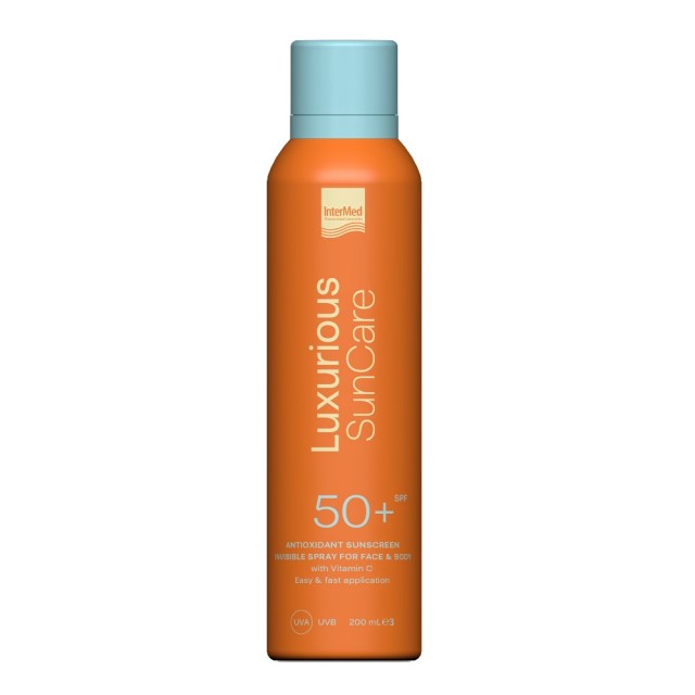Intermed Luxurious Suncare Antioxidant Sunscreen Invisible Spray SPF50+ 200ml (Αντηλιακό Σπρέι Προσώπου & Σώματος με Αντιοξειδωτική Δράση & Βιταμίνη C)