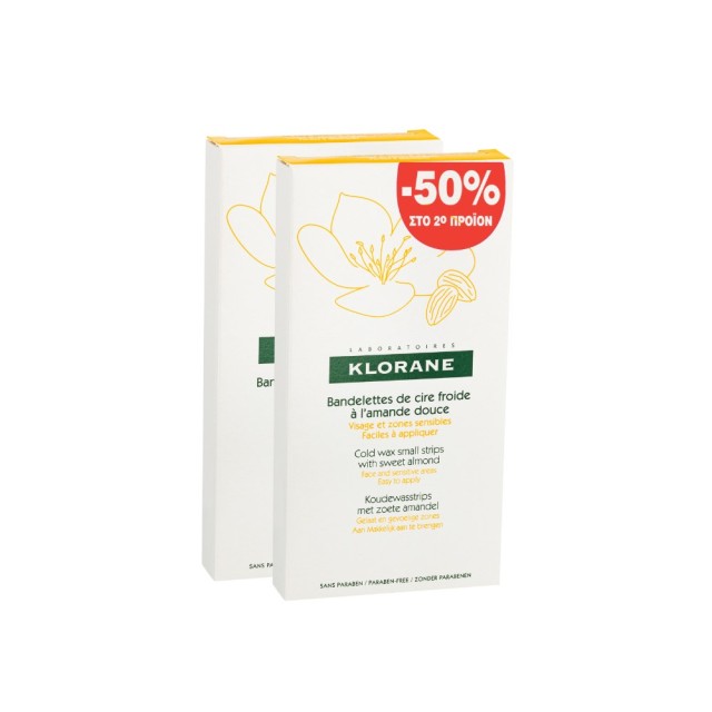 Klorane SET Hair Removal Cold Wax Small Strips 2x6pcs (Μικρές Αποτριχωτικές Tαινίες για το Πρόσωπο & τις Ευαίσθητες Περιοχές με -50% στο 2ο Προϊόν)