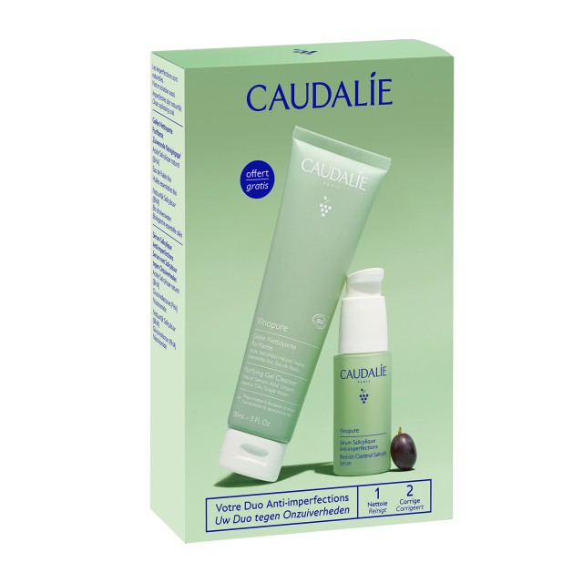 Caudalie SET Vinopure Blemish Control Salicylic Serum 30ml & GIFT Purifying Gel Cleanser 150ml