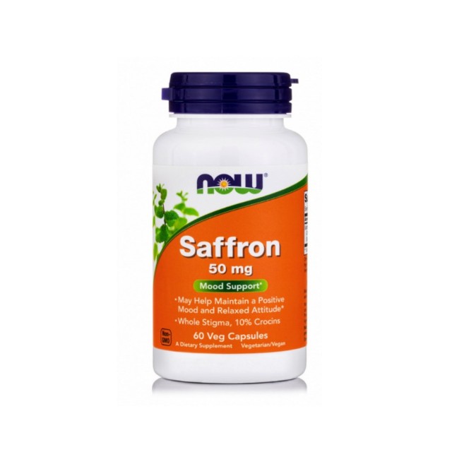 Now Foods Saffron 50mg 60caps (Συμπλήρωμα Διατροφής με Σαφράν/Κρόκο για Συναισθηματικής Ευεξία & Χαλάρωση)