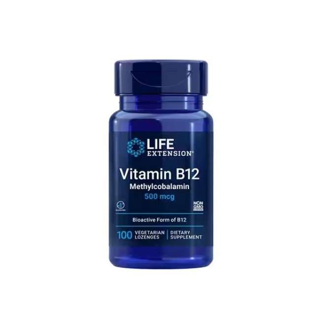 Life Extension Vitamin B12 Methylcobalamin 500mcg 100tabs (Συμπλήρωμα Διατροφής για τη Φυσιολογική Λειτουργία του Νευρικού Συστήματος)