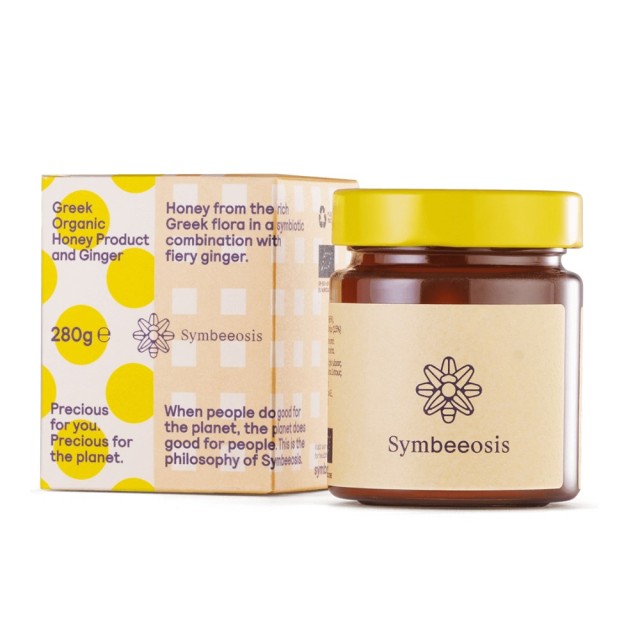 Symbeeosis Greek Organic Honey Product & Ginger 280g (Ελληνικό Βιολογικό Μέλι με Ξηρό Εκχύλισμα Ginger για Καλή Πέψη & Ανακούφιση από Στομαχικές Ενοχλήσεις)