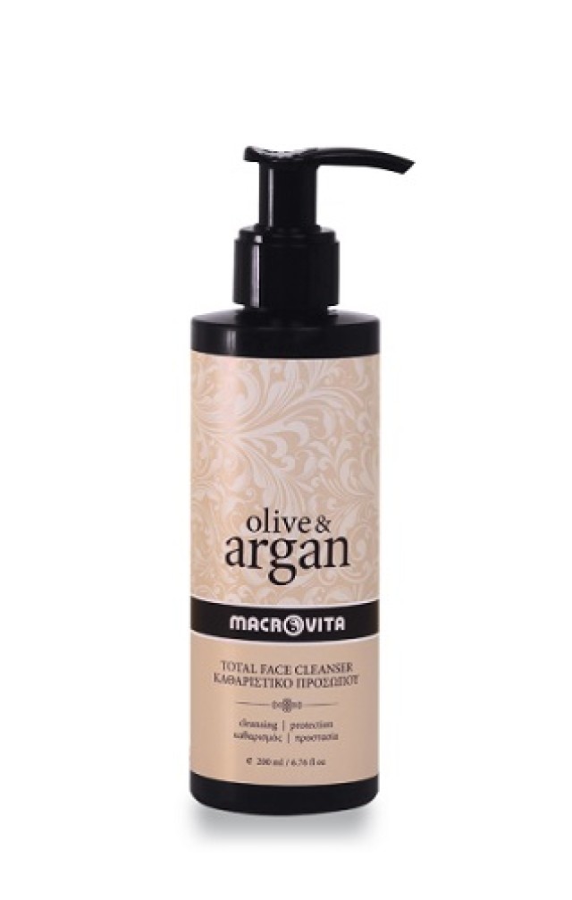 Macrovita Olive & Argan Total Face Cleanser 200ml (Καθαριστικό Προσώπου με Έλαιο Άργκαν & Λάδι Ελιάς) 