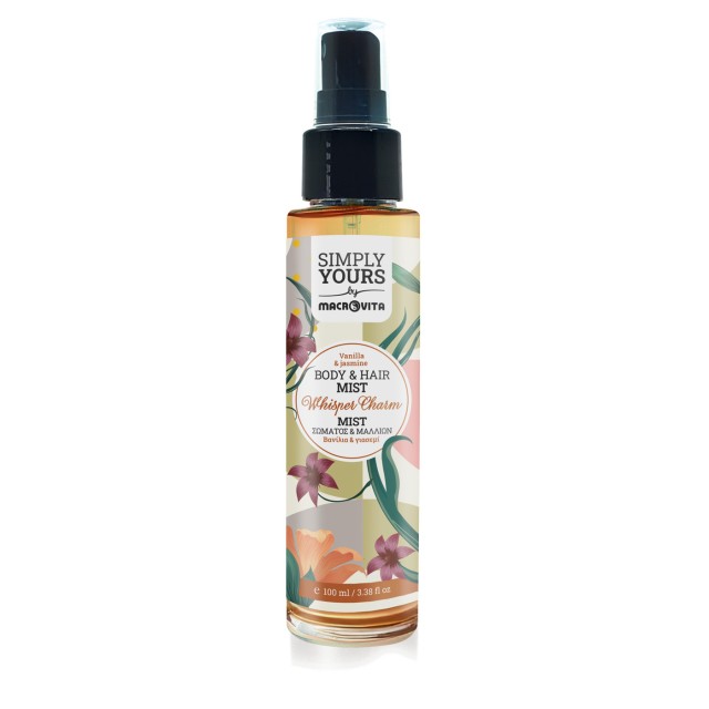 Macrovita Simply Yours Body & Hair Mist Whisper Charm Vanilla & Jasmine 100ml (Mist Σώματος & Μαλλιών με Βανίλια & Γιασεμί)