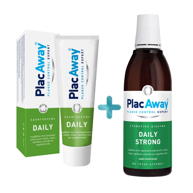 Plac Away Daily Strong Dental Mouthwash 500ml & Plac Away Daily Care Dental Toothpaste 75ml