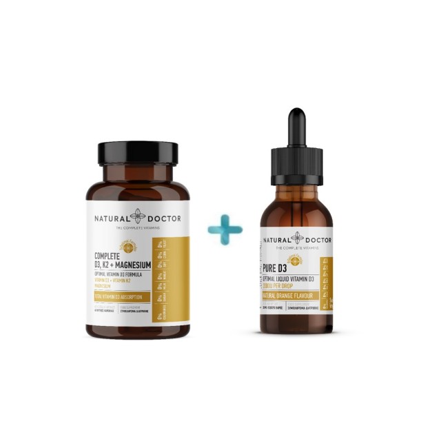 Natural Doctor Optimise Vitamin D SET Complete D3 K2 & Magnesium 60 caps & Pure D3 30ml (ΣET για την Ενίσχυση των Οστών & του Ανοσοποιητικού)