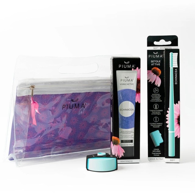 Piuma Gift Set Echinacea Aqua Green (Σετ με Οδοντόβουρτσα & Οδοντόκρεμα με Εχινάκεια & Βάση Οδοντόβουρτσας - Ανοιχτό Πράσινο)