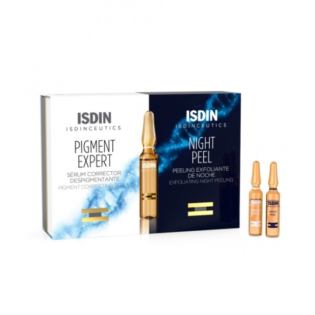 Isdin Pigment Expert & Night Peel 20x2ml (Διορθωτικός Ορός & Απολεπιστικό Peeling Νυκτός σε Αμπούλες