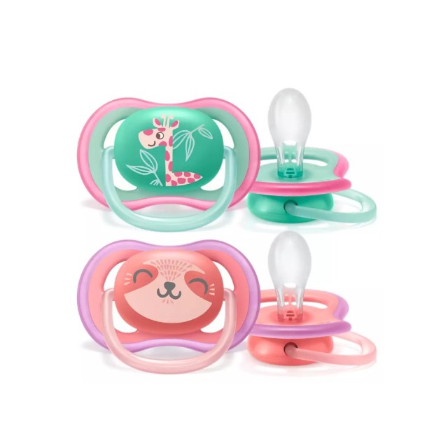 Avent Οrthodontics Silicone Pacifiers Ultra Air Girl SCF349/12 18m+ 2pcs