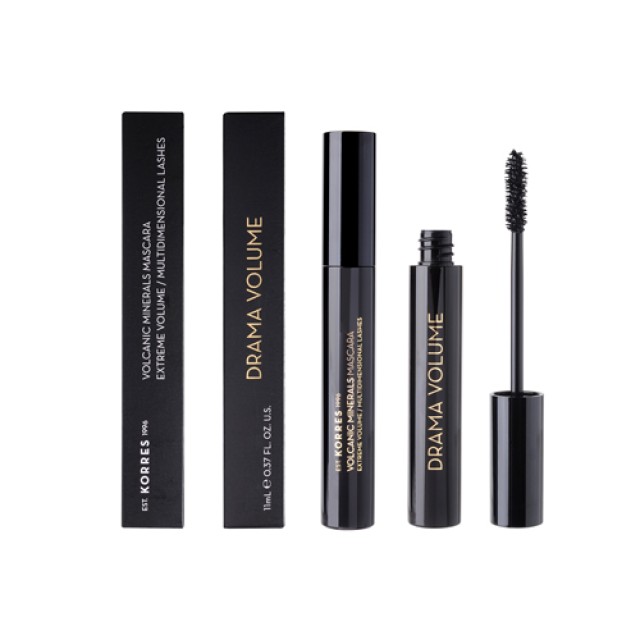 Korres Volcanic Minerals Drama Volume Mascara Black 11ml (Μάσκαρα για Όγκο - Μαύρο Χρώμα)