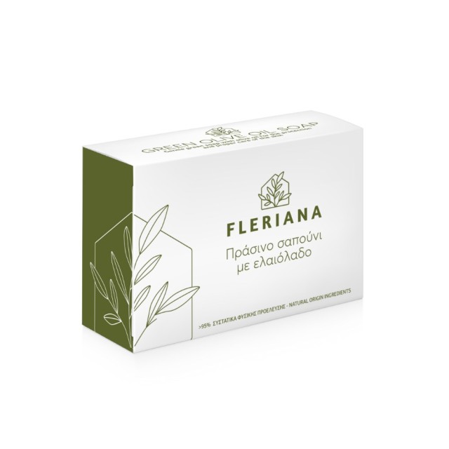 Fleriana Green Olive Oil Soap 100gr (Πράσινο Σαπούνι με Ελαιόλαδο)