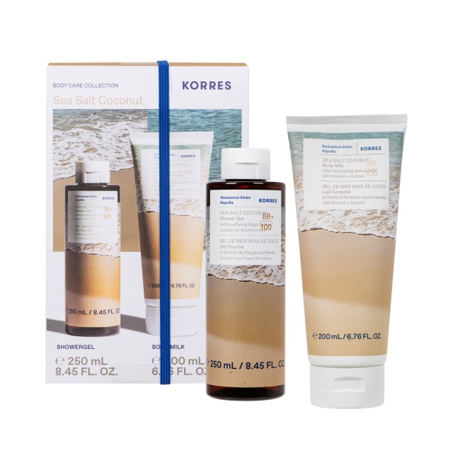 Korres SET Sea Salt Coconut Shower Gel 250ml & Sea Salt Coconut Body Milk 200ml (ΣΕΤ με Αφρόλουτρο & Κρέμα Σώματος με Θαλασσινό Αλάτι Καρύδα)