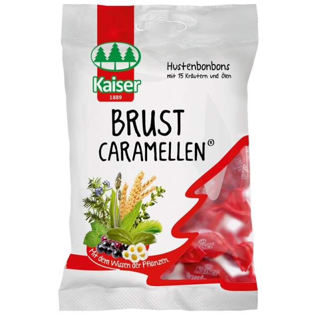 Kaiser Brust Caramellen 75gr (Καραμέλες για το Βήχα Χωρίς Zάχαρη με Βότανα & Bιταμίνη C)