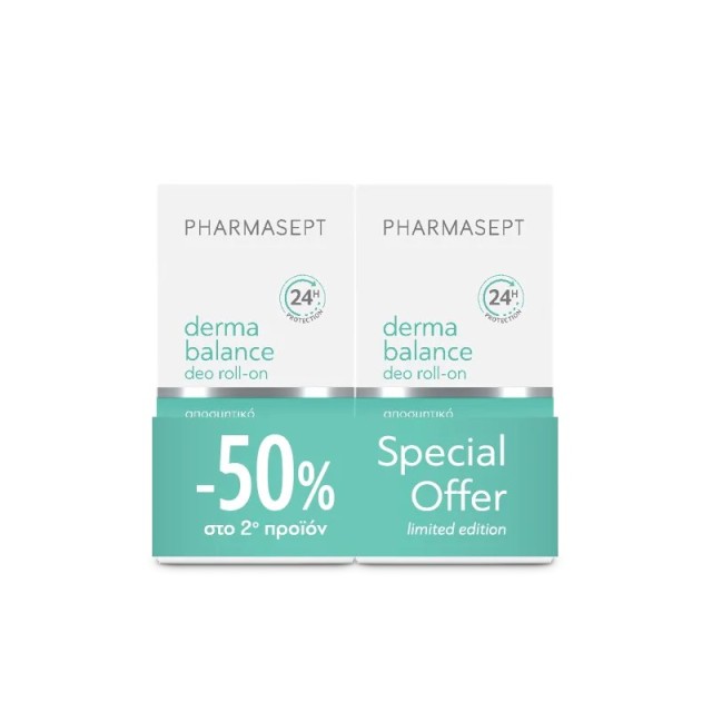 Pharmasept Balance Mild Deo Roll-On 24h 2x50ml (Κρεμώδες Αποσμητικό για Ευαίσθητη & μη Ανεκτική Επιδερμίδα -50% στο 2ο Προϊόν)