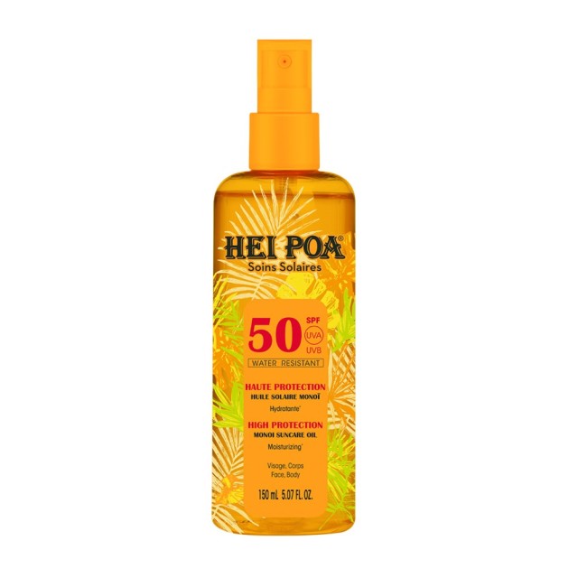 Hei Poa Monoi Suncare Oil SPF50 Tiare Spray 150ml (Αντηλιακό Λάδι για Πρόσωπο & Σώμα)