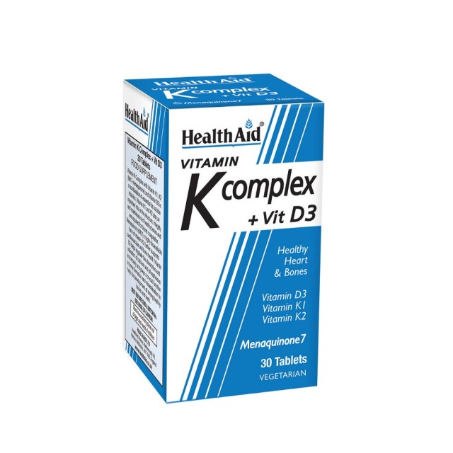 Health Aid Vitamin K Complex & Vitamin D3 30tabs (Συμπλήρωμα Διατροφής με Σύμπλεγμα Βιταμινών για Υγιή Οστά & Καρδιά)