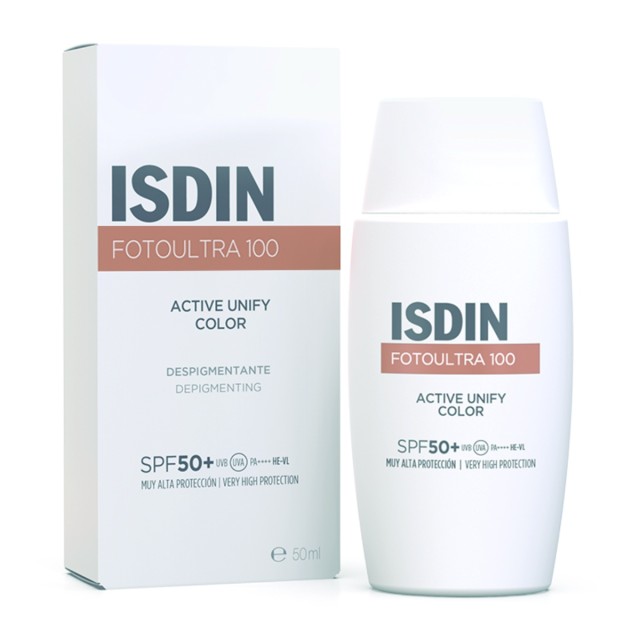 Isdin Foto Ultra 100 Active Unify Fusion Fluid SPF50+ Color 50ml (Λεπτόρρευστη Αντηλιακή Κρέμα Προσώπου με Χρώμα για Μείωση των Σκούρων Κηλίδων)