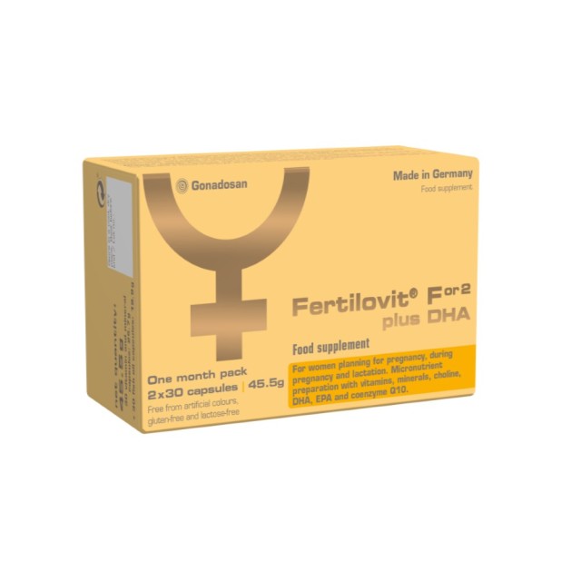 Fertilovit For2 PLUS DHA 2x30caps (Συμπλήρωμα Διατροφής με Ωμέγα-3 για Πριν, Κατά τη Διάρκεια & Μετά την Εγκυμοσύνη)