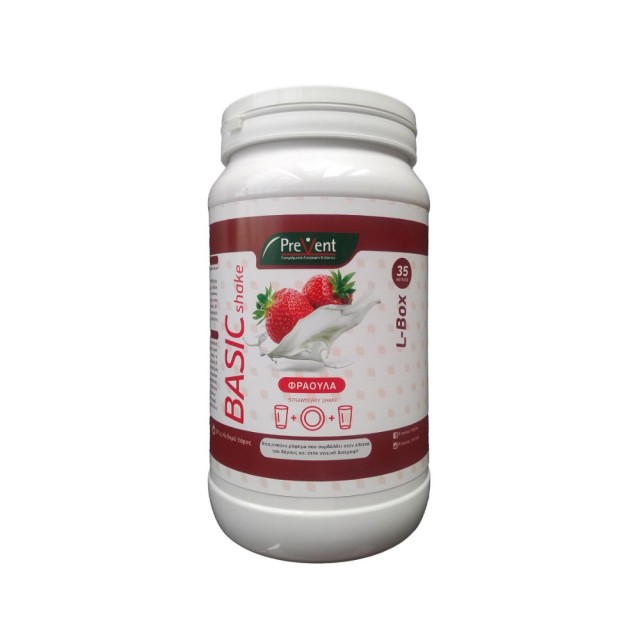 Prevent Basic Shake Long Box Strawberry 581gr 35 Μερίδες (Βιταμινούχο Ρόφημα για Έλεγχο του Βάρους με Γεύση Φράουλα)