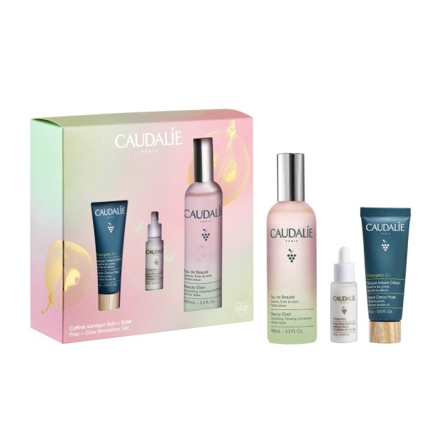 Caudalie SET Beauty Elixir 100ml & GIFT Vinoperfect Radiance Serum Complexion Correcting 10ml & Vinergetic C+ Instant Detox Mask 15ml