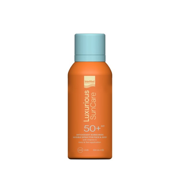 Intermed Luxurious Suncare Antioxidant Sunscreen Invisible Spray SPF50+ 100ml (Αντηλιακό Σπρέι Προσώπου & Σώματος με Αντιοξειδωτική Δράση & Βιταμίνη C)