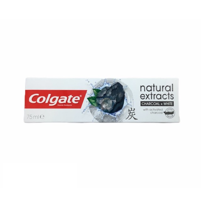Colgate Natural Extracts Charcoal+White 75ml (Οδοντόκρεμα Καθημερινής Φροντίδας Κατά της Τερηδόνας με Εκχύλισμα Φυσικού Ενεργού Άνθρακα)