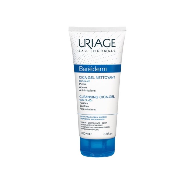 Uriage Bariederm Cica Cleansing Gel 200ml (Τζελ Καθαρισμού Προσώπου & Σω΄ματος για Ερεθισμένη Επ