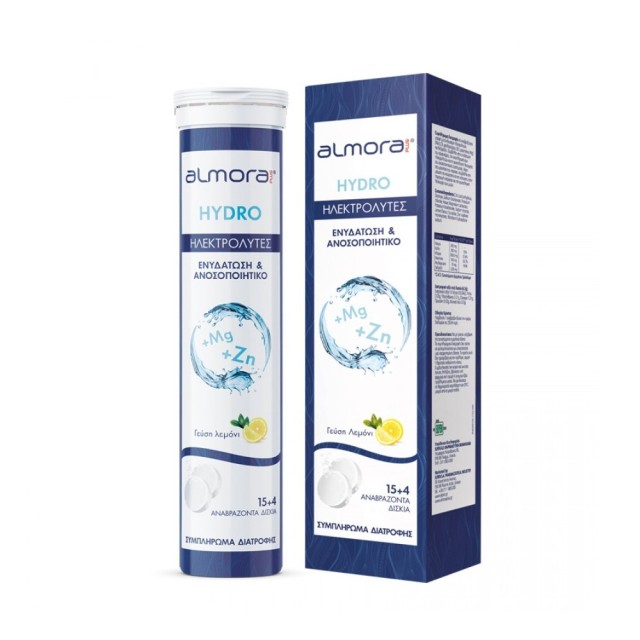 Almora Hydro 15+4tabs (Σμπλήρωμα Διατροφής σε Αναβράζοντα Δισκία με Ηλεκτρολύτες για Ενυδάτωση του Οργανισμού & Ενίσχυση του Ανοσοποιητικού)