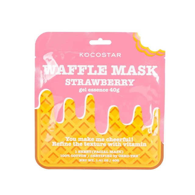 Kocostar Waffle Face Mask Strawberry 40gr 1τεμ (Εμποτισμένη Μάσκα Καθαρισμού & Λάμψης για Λιπαρή Επιδερμίδα)