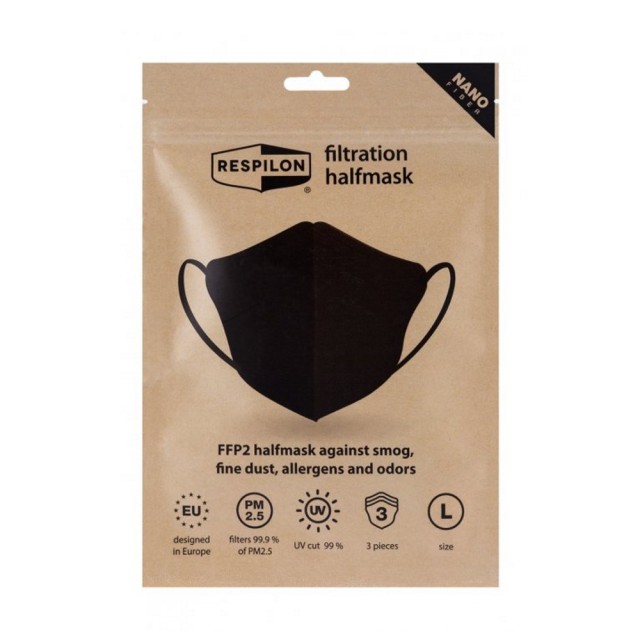 Respilon RespiPro Carbon FFP2 Nanofiber Respirator Large 3 τεμάχια (Μάσκα Ενισχυμένης Προστασίας με Μεμβράνη Νανοϊνας)