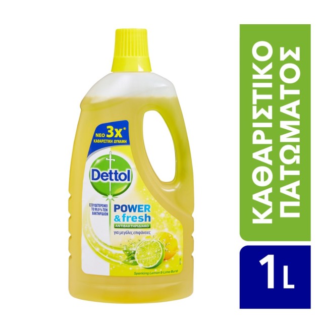 Dettol Power & Fresh Sparkling Lemon & Lime 1lt (Αντιβακτηριδιακό Καθαριστικό Πατώματος με Άρωμα Λεμόνι)