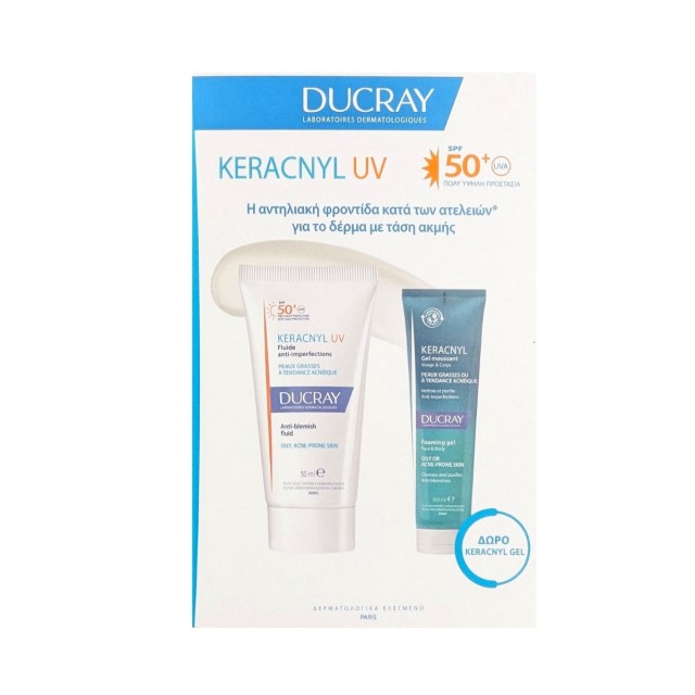 Ducray SET Keracnyl SPF50+ AntiBlemish Fluid 50ml & GIFT Foaming Gel 100ml