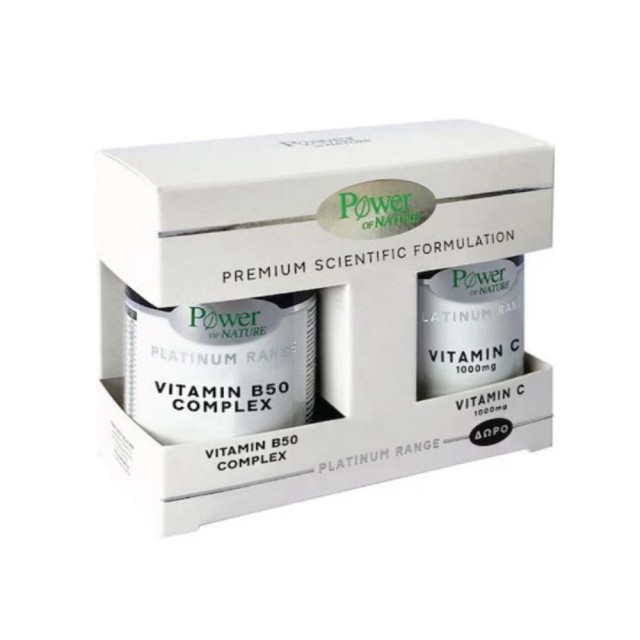 Power Health Platinum SET Vitamin B50 Complex 30caps & ΔΩΡΟ Vitamin C 1000mg 20tabs (ΣΕΤ Συμπληρωμάτων Διατροφής για Ενίσχυση του Ανοσοποιητικού & Νευρικού Συστήματος)