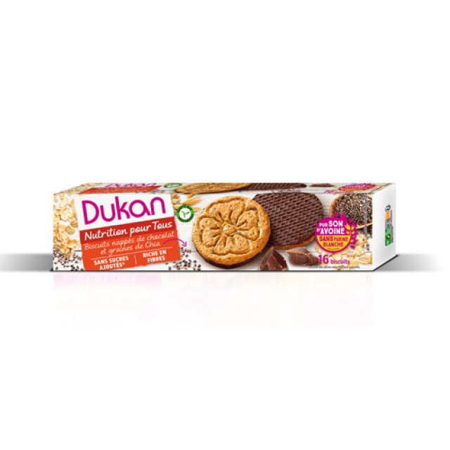 Dukan Μπισκότα Βρώμης με Επικάλυψη Σοκολάτας & Σπόρους Chia 160gr