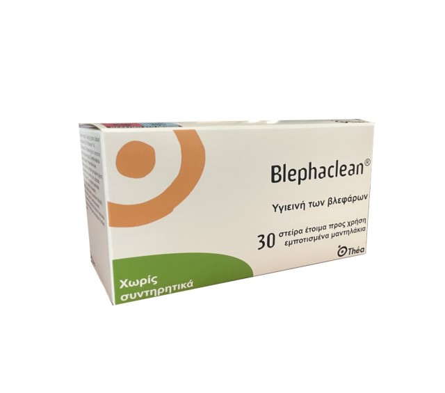 Thea Blephaclean Wipes 30τεμ (Στείρα Εμποτισμένα Μαντηλάκια για την Υγιεινή των Βλεφάρων)