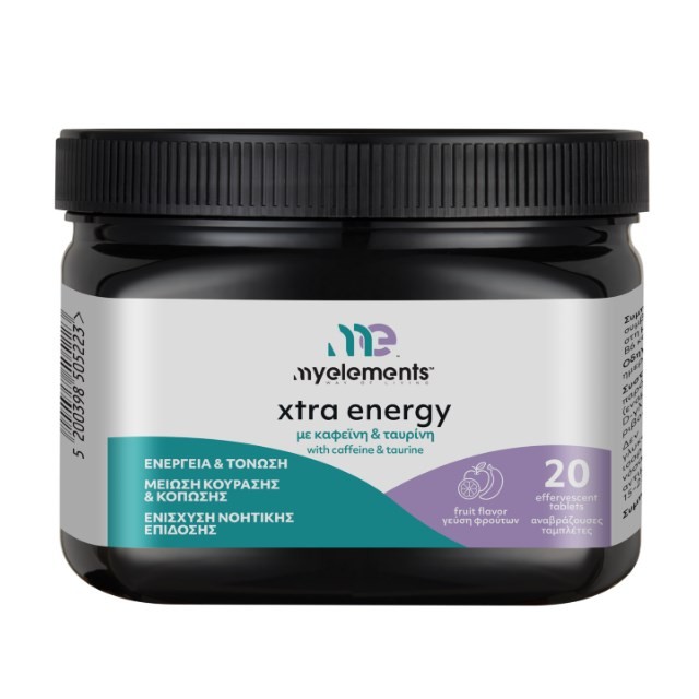 My Elements Xtra Energy 20tabs (Συμπλήρωμα Διατροφής σε Αναβράζουσες Ταμπλέτες με Καφεΐνη & Ταυρίνη για Ενέργεια & Τόνωση)