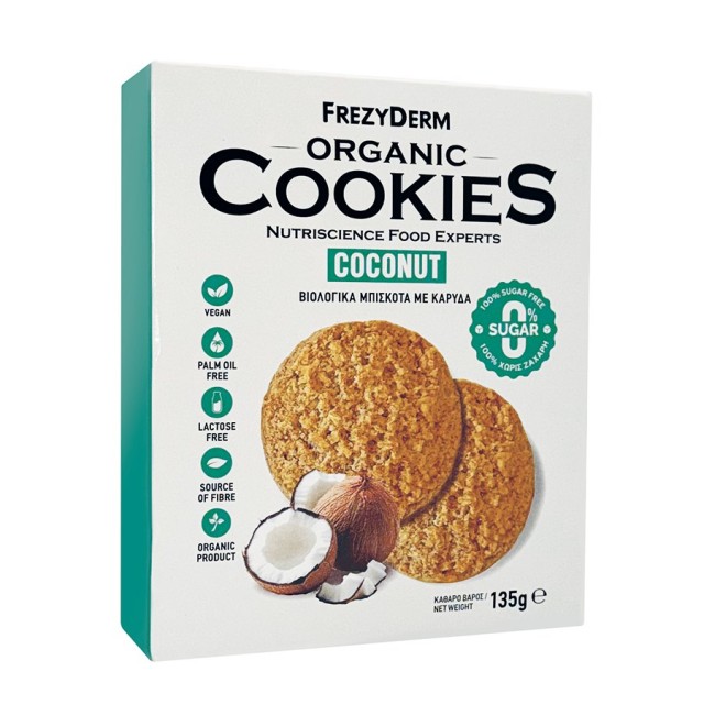 Frezylac Organic Cookies Coconut 135gr (Βιολογικά Μπισκότα με Καρύδα Χωρίς Ζάχαρη)