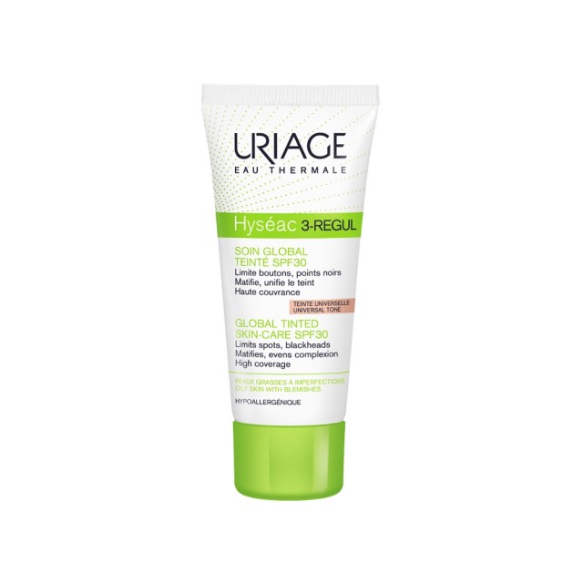 Uriage Hyseac 3 Regul Global Tinted Skin Care SPF30 40ml (Αντηλιακή Κρέμα με Χρώμα για Λιπαρές με Τάση Ακμής Δέρμα)
